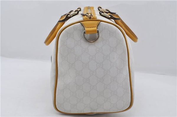 Authentic GUCCI Vintage Hand Boston Bag GG PVC Leather 193603 White 4818E