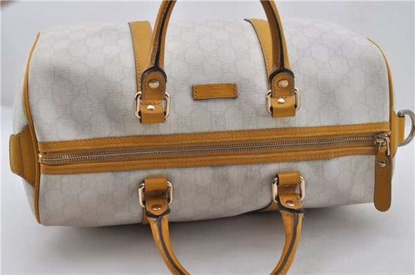 Authentic GUCCI Vintage Hand Boston Bag GG PVC Leather 193603 White 4818E