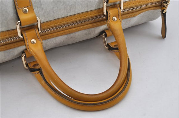 Authentic GUCCI Vintage Hand Boston Bag GG PVC Leather 193603 White 4818E