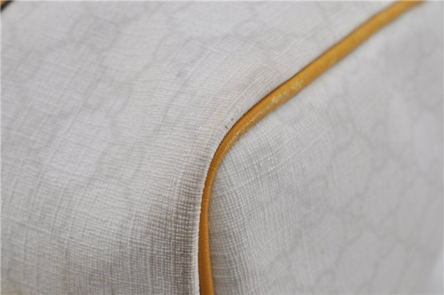 Authentic GUCCI Vintage Hand Boston Bag GG PVC Leather 193603 White 4818E