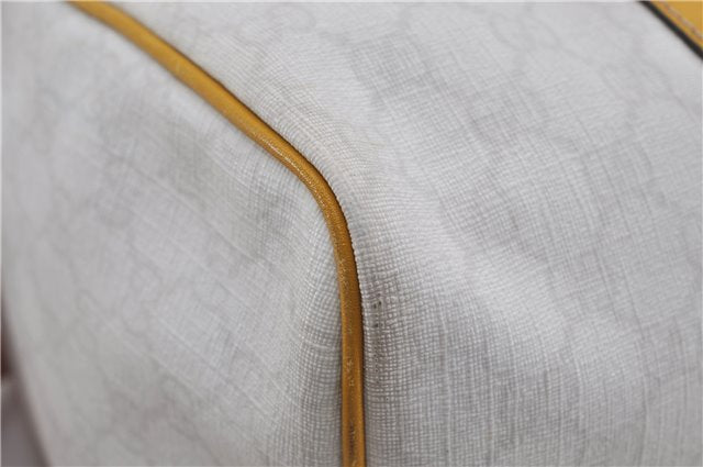 Authentic GUCCI Vintage Hand Boston Bag GG PVC Leather 193603 White 4818E