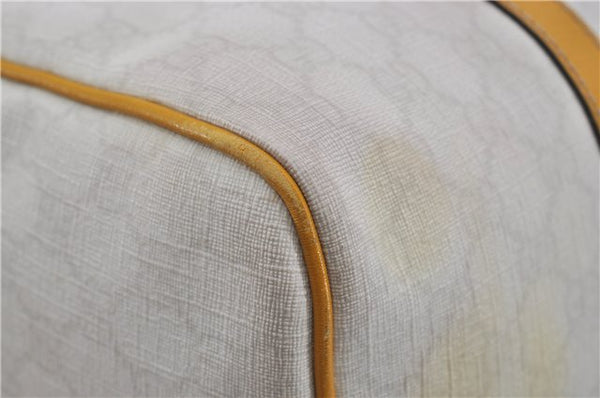 Authentic GUCCI Vintage Hand Boston Bag GG PVC Leather 193603 White 4818E