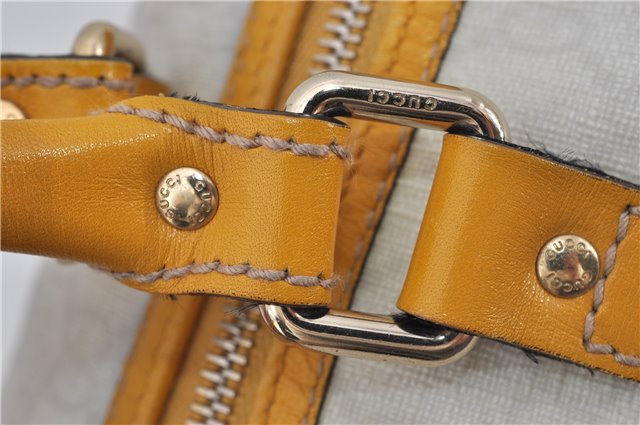 Authentic GUCCI Vintage Hand Boston Bag GG PVC Leather 193603 White 4818E