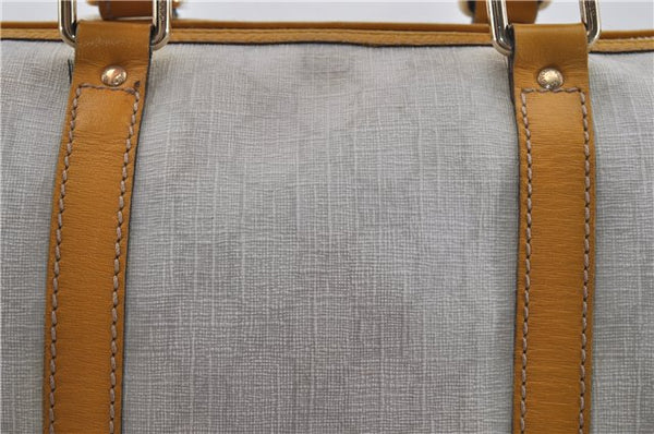Authentic GUCCI Vintage Hand Boston Bag GG PVC Leather 193603 White 4818E