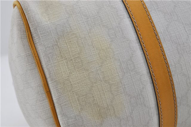 Authentic GUCCI Vintage Hand Boston Bag GG PVC Leather 193603 White 4818E