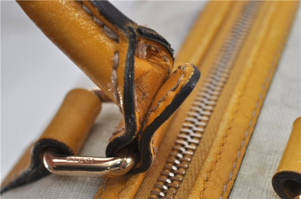 Authentic GUCCI Vintage Hand Boston Bag GG PVC Leather 193603 White 4818E