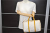 Authentic GUCCI Vintage Hand Boston Bag GG PVC Leather 193603 White 4818E