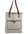 Authentic GUCCI Web Sherry Line GG Plus Shoulder Tote Bag PVC Leather Gray 4821I