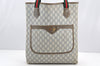 Authentic GUCCI Web Sherry Line GG Plus Shoulder Tote Bag PVC Leather Gray 4821I