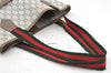 Authentic GUCCI Web Sherry Line GG Plus Shoulder Tote Bag PVC Leather Gray 4821I