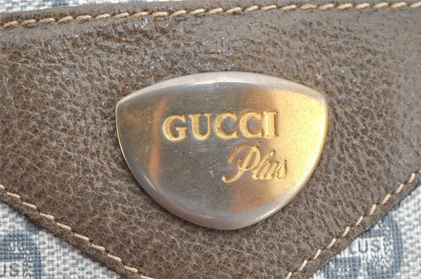 Authentic GUCCI Web Sherry Line GG Plus Shoulder Tote Bag PVC Leather Gray 4821I
