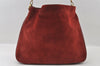 Authentic GUCCI Bamboo 2Way Shoulder Hand Bag Suede Leather Bordeaux Junk 4824I