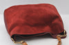 Authentic GUCCI Bamboo 2Way Shoulder Hand Bag Suede Leather Bordeaux Junk 4824I