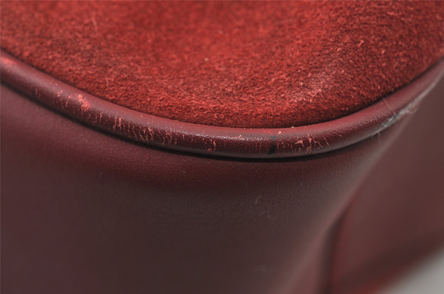 Authentic GUCCI Bamboo 2Way Shoulder Hand Bag Suede Leather Bordeaux Junk 4824I