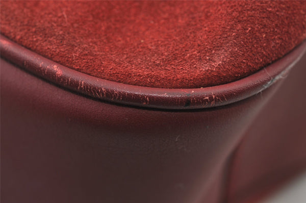 Authentic GUCCI Bamboo 2Way Shoulder Hand Bag Suede Leather Bordeaux Junk 4824I