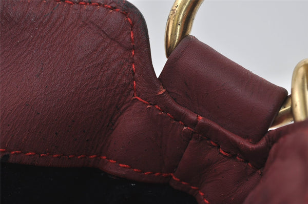 Authentic GUCCI Bamboo 2Way Shoulder Hand Bag Suede Leather Bordeaux Junk 4824I