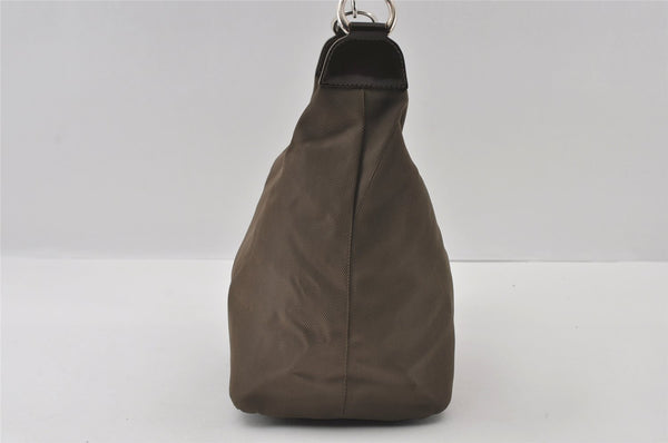 Authentic GUCCI Bamboo Shoulder Hand Bag Purse Nylon Leather Khaki Green 4825I