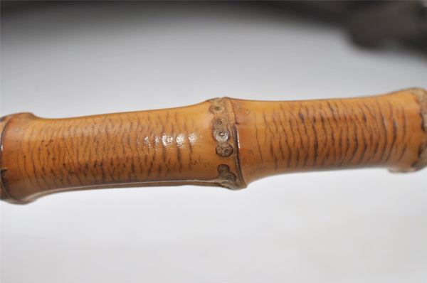 Authentic GUCCI Bamboo Shoulder Hand Bag Purse Nylon Leather Khaki Green 4825I