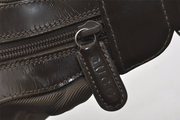 Authentic GUCCI Bamboo Shoulder Hand Bag Purse Nylon Leather Khaki Green 4825I