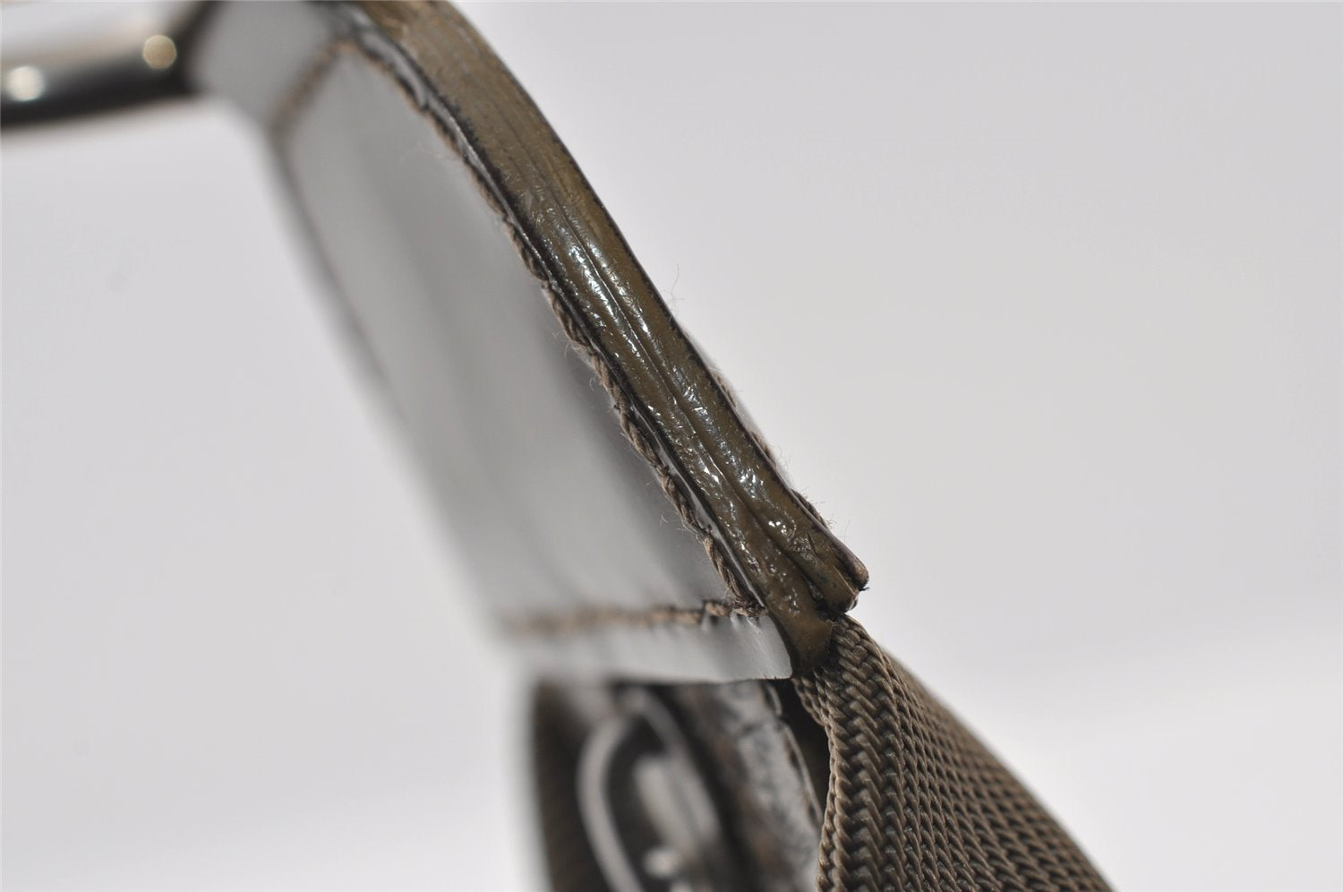 Authentic GUCCI Bamboo Shoulder Hand Bag Purse Nylon Leather Khaki Green 4825I