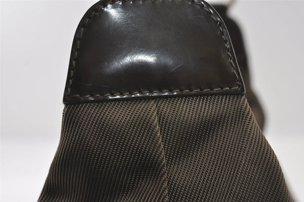 Authentic GUCCI Bamboo Shoulder Hand Bag Purse Nylon Leather Khaki Green 4825I