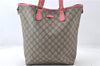 Authentic GUCCI Vintage Shoulder Tote Bag GG PVC Leather 189896 Brown Pink 4827E