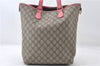 Authentic GUCCI Vintage Shoulder Tote Bag GG PVC Leather 189896 Brown Pink 4827E