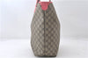 Authentic GUCCI Vintage Shoulder Tote Bag GG PVC Leather 189896 Brown Pink 4827E
