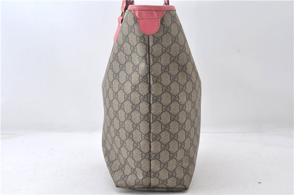 Authentic GUCCI Vintage Shoulder Tote Bag GG PVC Leather 189896 Brown Pink 4827E