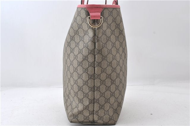 Authentic GUCCI Vintage Shoulder Tote Bag GG PVC Leather 189896 Brown Pink 4827E