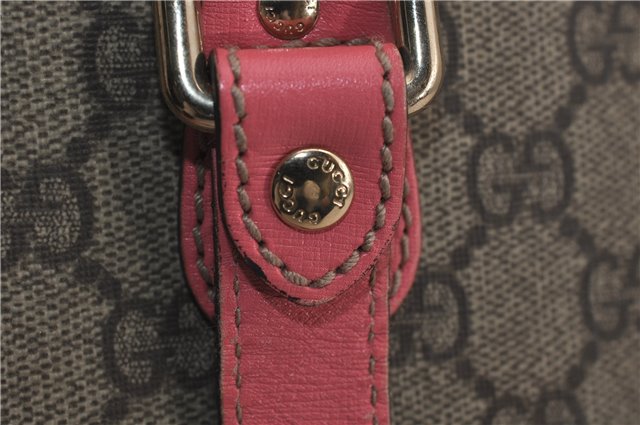 Authentic GUCCI Vintage Shoulder Tote Bag GG PVC Leather 189896 Brown Pink 4827E