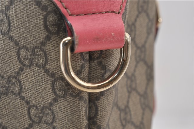 Authentic GUCCI Vintage Shoulder Tote Bag GG PVC Leather 189896 Brown Pink 4827E