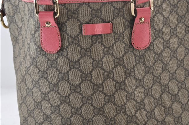 Authentic GUCCI Vintage Shoulder Tote Bag GG PVC Leather 189896 Brown Pink 4827E