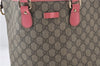 Authentic GUCCI Vintage Shoulder Tote Bag GG PVC Leather 189896 Brown Pink 4827E