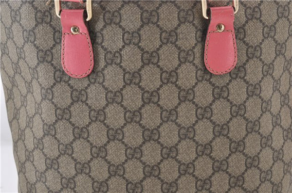 Authentic GUCCI Vintage Shoulder Tote Bag GG PVC Leather 189896 Brown Pink 4827E