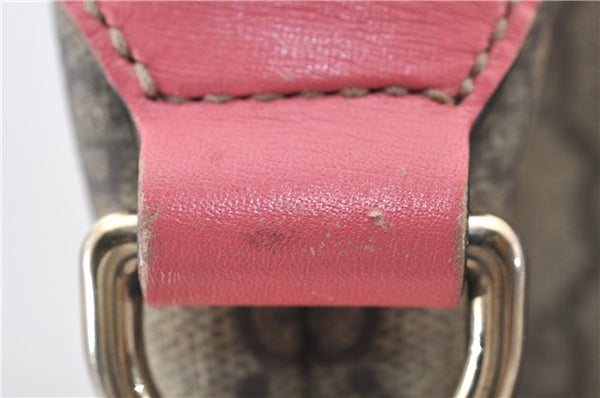 Authentic GUCCI Vintage Shoulder Tote Bag GG PVC Leather 189896 Brown Pink 4827E