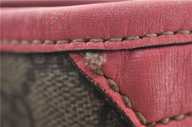 Authentic GUCCI Vintage Shoulder Tote Bag GG PVC Leather 189896 Brown Pink 4827E