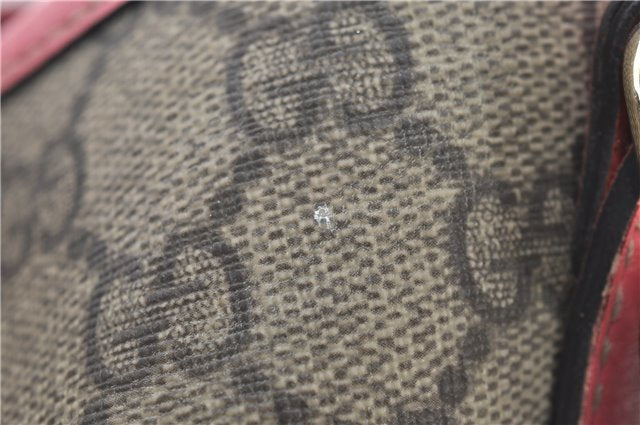 Authentic GUCCI Vintage Shoulder Tote Bag GG PVC Leather 189896 Brown Pink 4827E