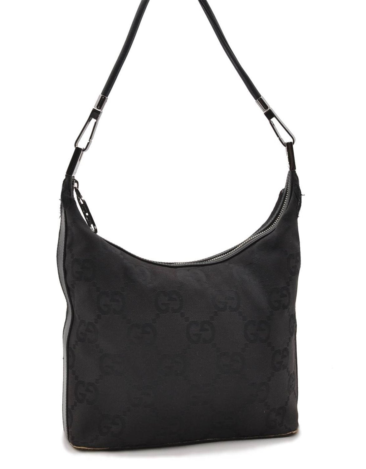 Authentic GUCCI Jumbo GG Shoulder Hand Bag GG Canvas Leather 0013814 Black 4831C