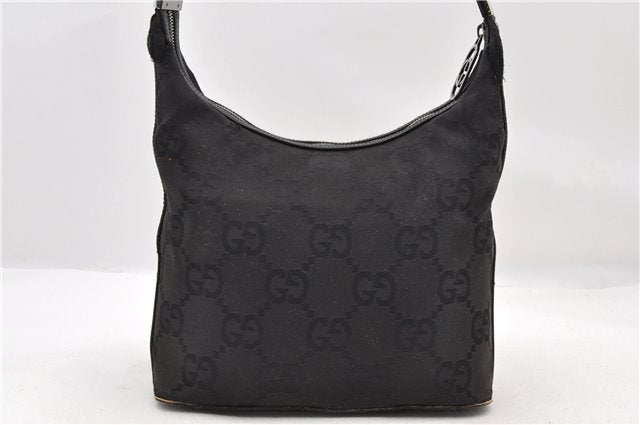 Authentic GUCCI Jumbo GG Shoulder Hand Bag GG Canvas Leather 0013814 Black 4831C