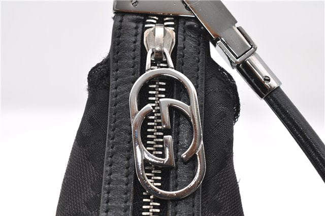 Authentic GUCCI Jumbo GG Shoulder Hand Bag GG Canvas Leather 0013814 Black 4831C