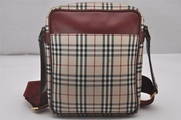 Authentic BURBERRY Nova Check Shoulder Cross Body Bag Canvas Leather Beige 4833I