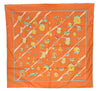 Authentic HERMES Carre 70 Scarf "Au clair de la mer" Cotton Blue Orange 4834F