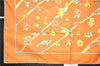 Authentic HERMES Carre 70 Scarf "Au clair de la mer" Cotton Blue Orange 4834F