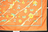 Authentic HERMES Carre 70 Scarf "Au clair de la mer" Cotton Blue Orange 4834F