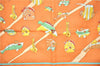 Authentic HERMES Carre 70 Scarf "Au clair de la mer" Cotton Blue Orange 4834F