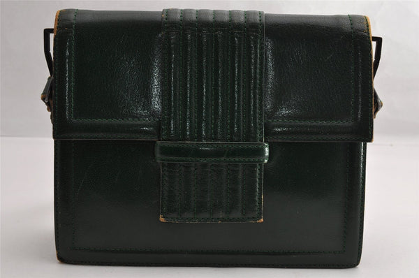 Authentic YVES SAINT LAURENT Vintage Shoulder Hand Bag Purse Leather Green 4839I