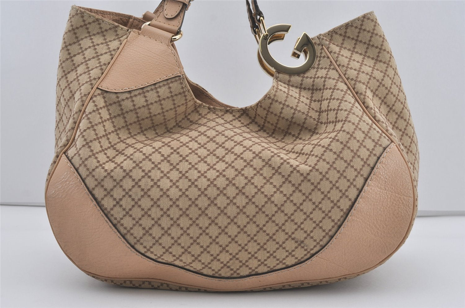 Authentic GUCCI Diamante Charlotte Tote Bag Canvas Leather 203504 Brown 4840I