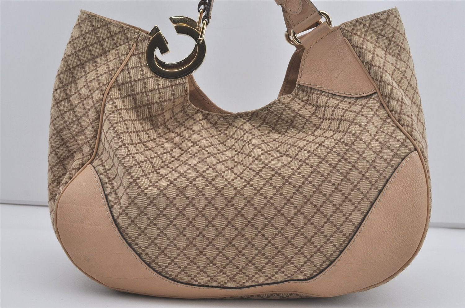 Authentic GUCCI Diamante Charlotte Tote Bag Canvas Leather 203504 Brown 4840I