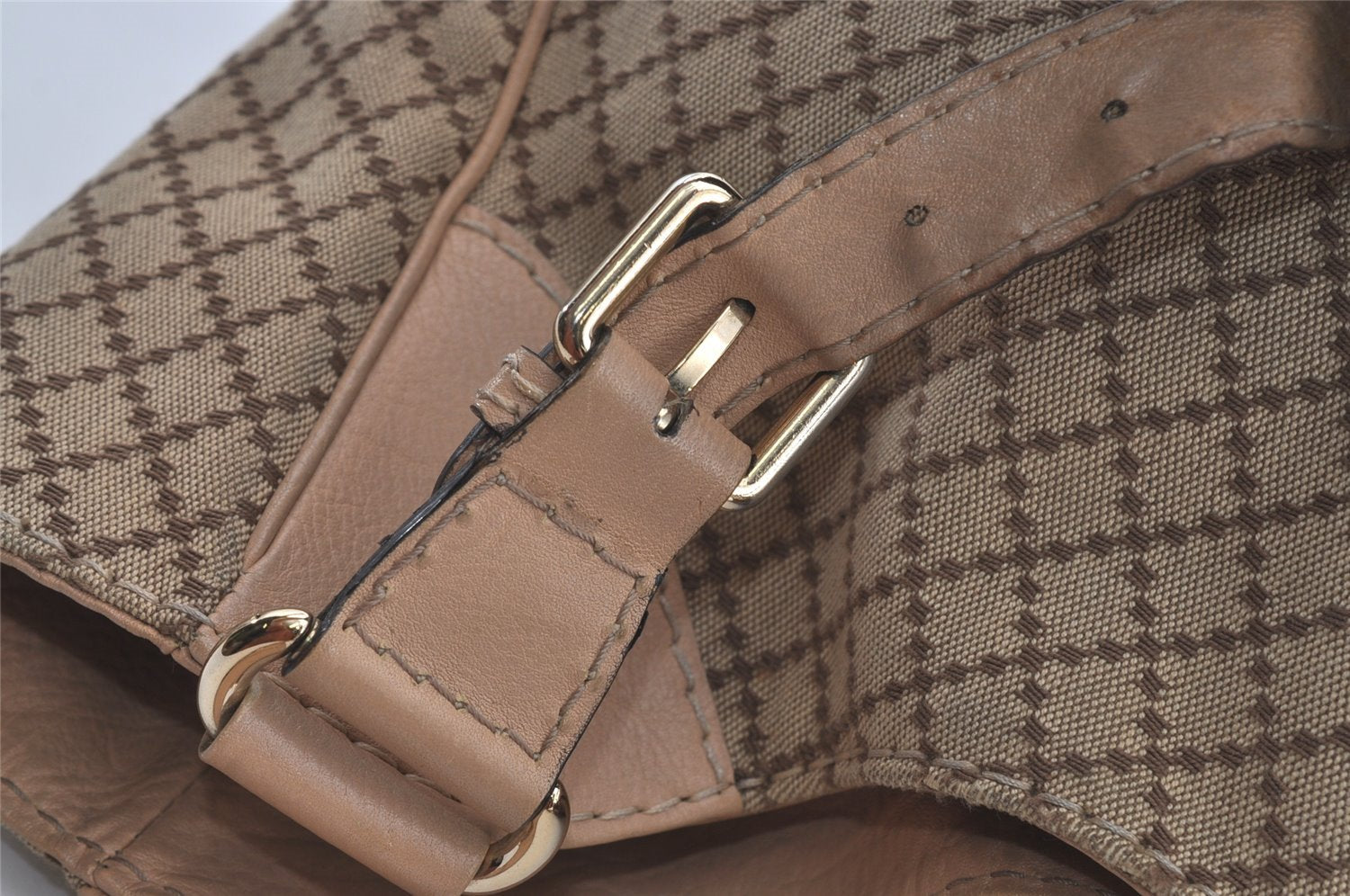 Authentic GUCCI Diamante Charlotte Tote Bag Canvas Leather 203504 Brown 4840I